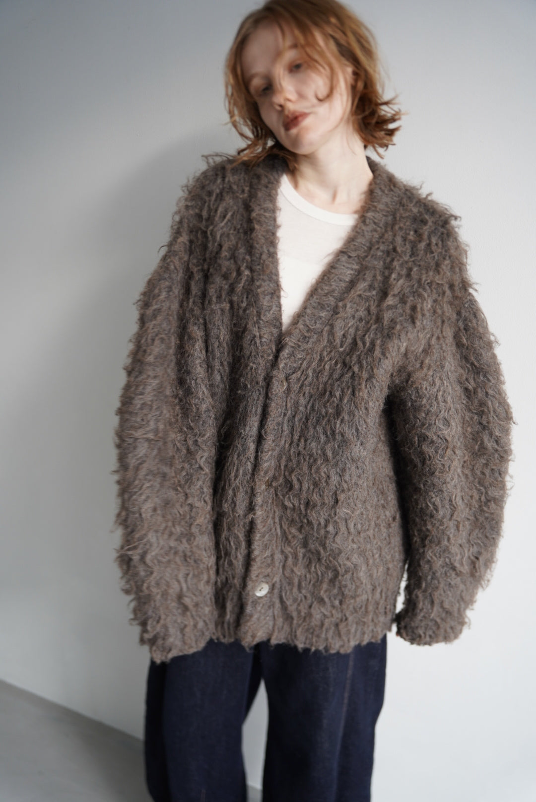 Shaggy mohair cardigan