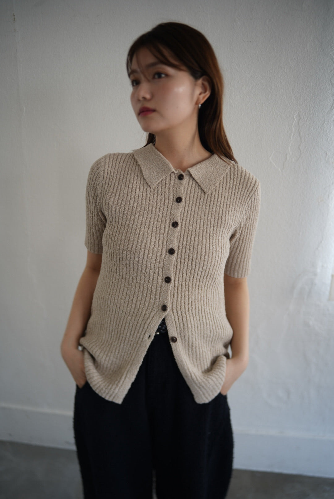 Bouclé knit polo