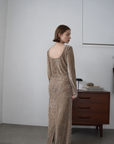 Velours back open one-piece