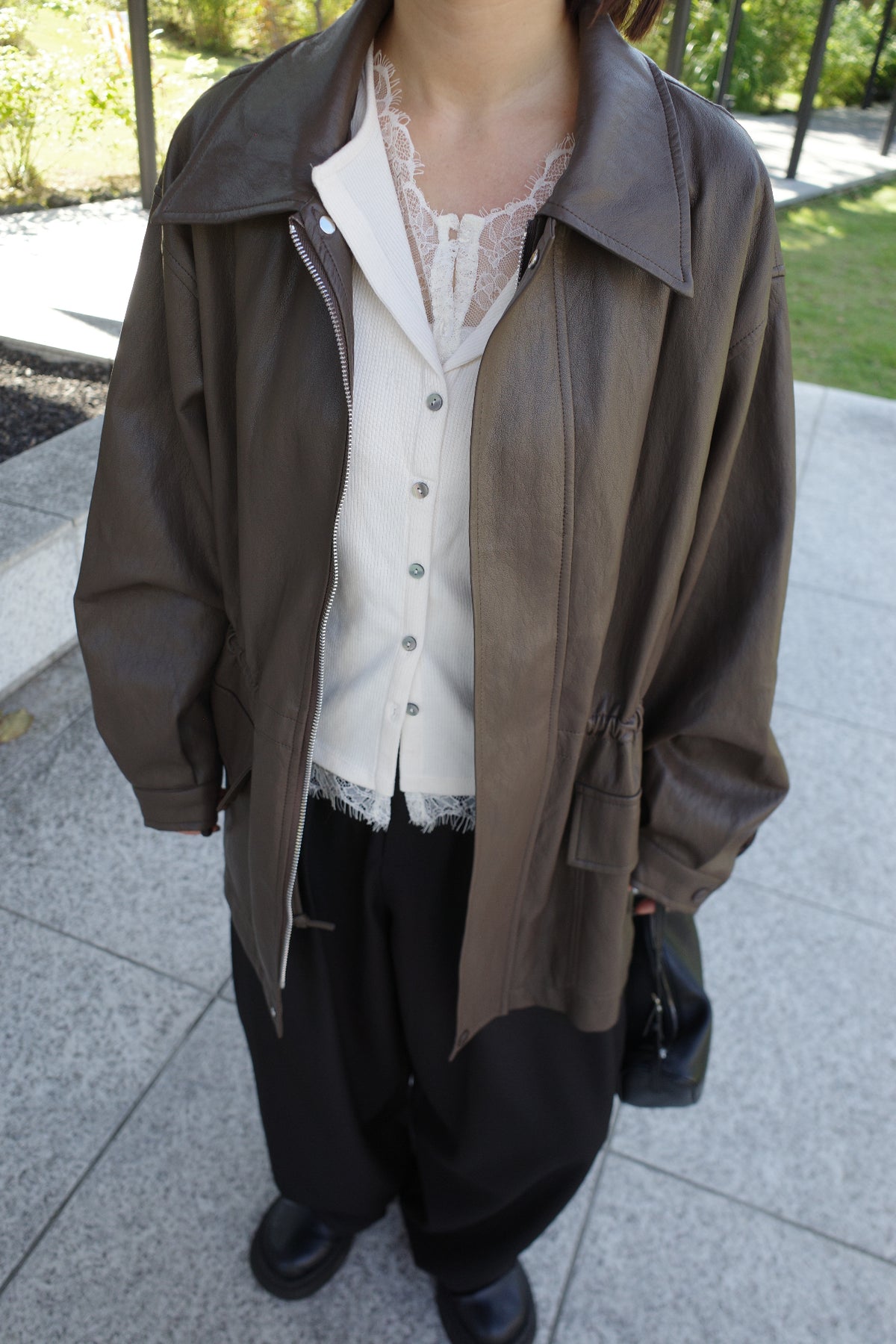String leather jacket