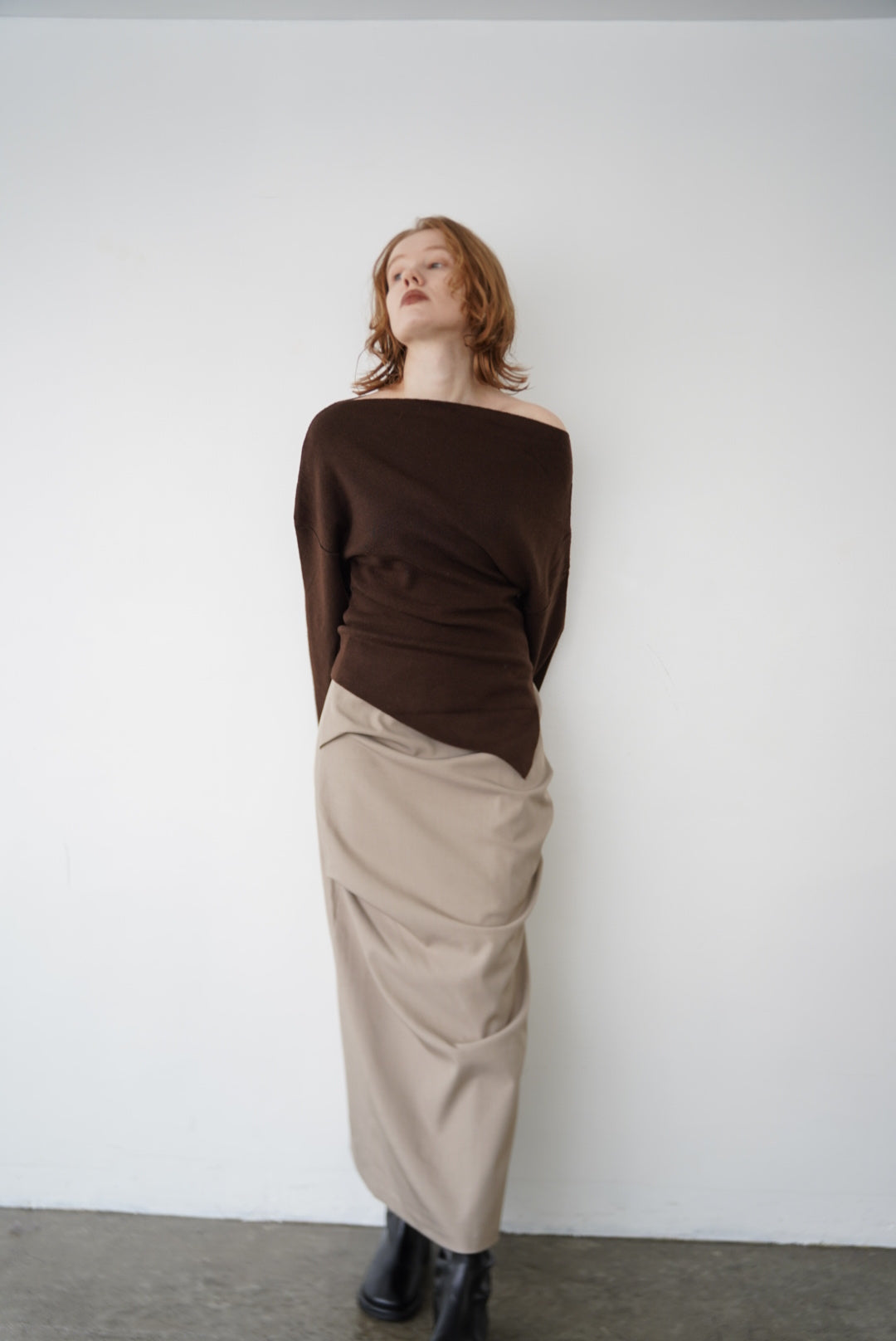 Tuck drape skirt