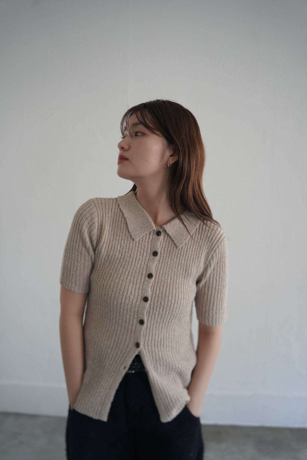 Bouclé knit polo