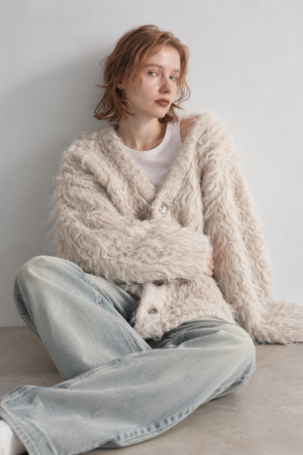 Shaggy mohair cardigan