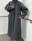 Fabric stand collar long coat