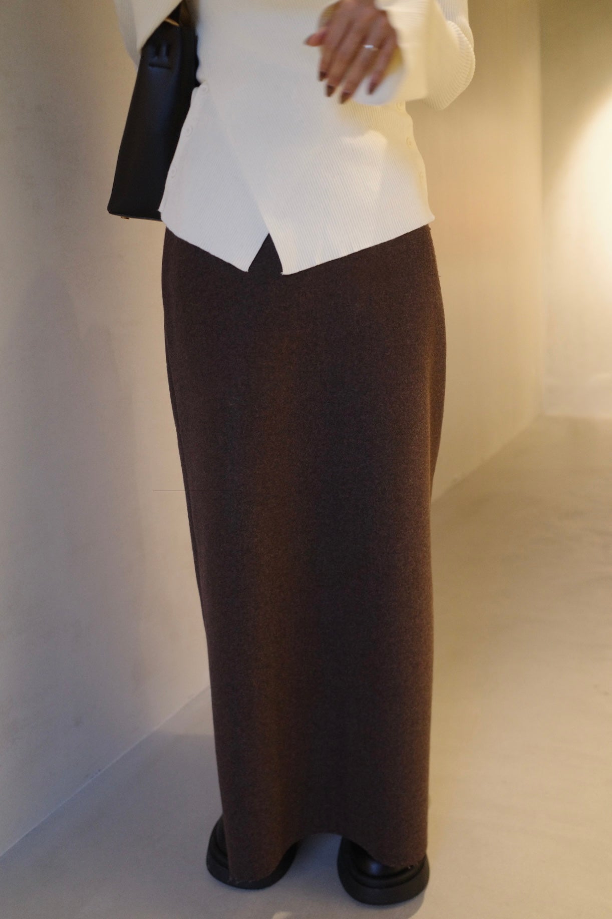 Wool soft long skirt