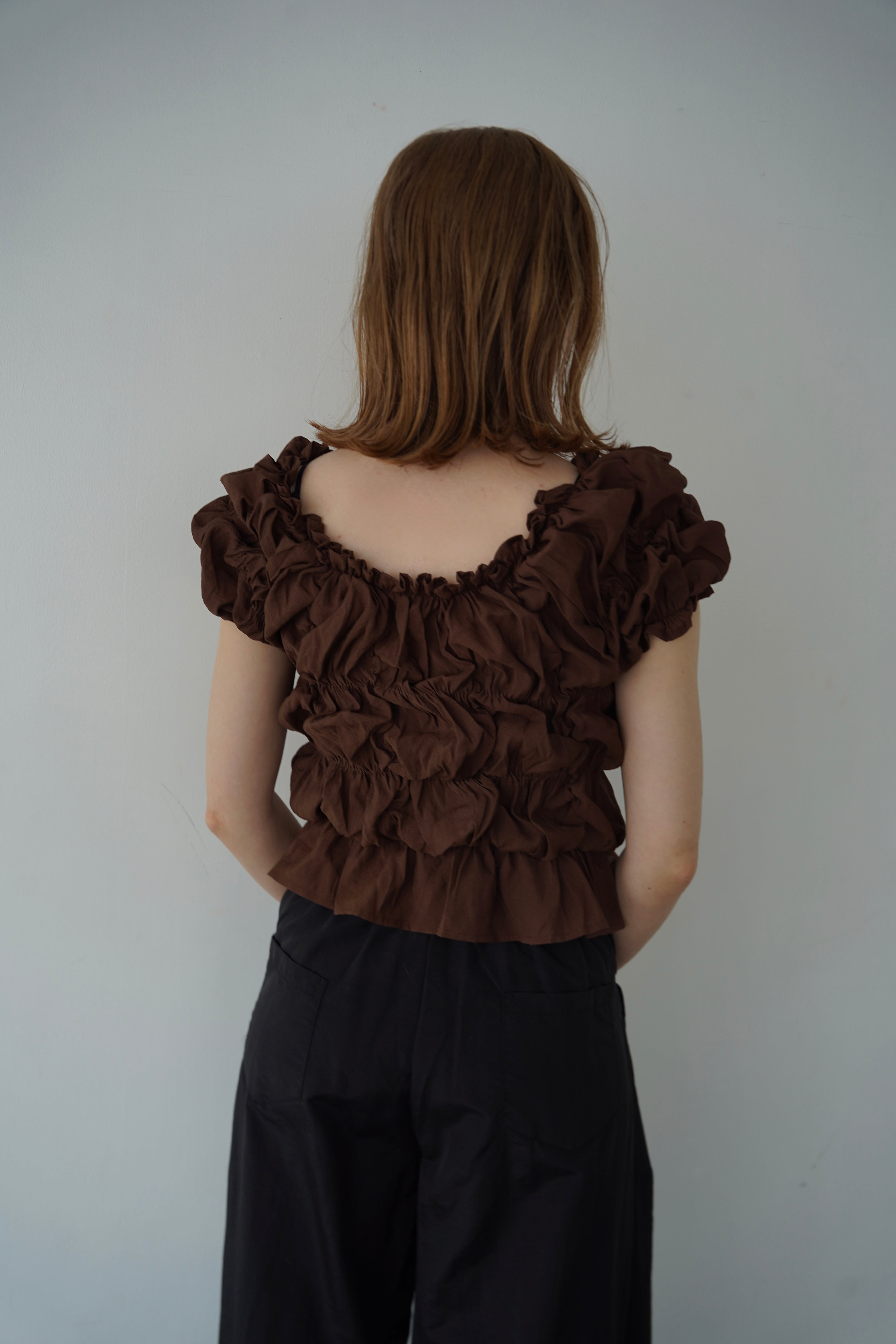Shirring  puff volume tops