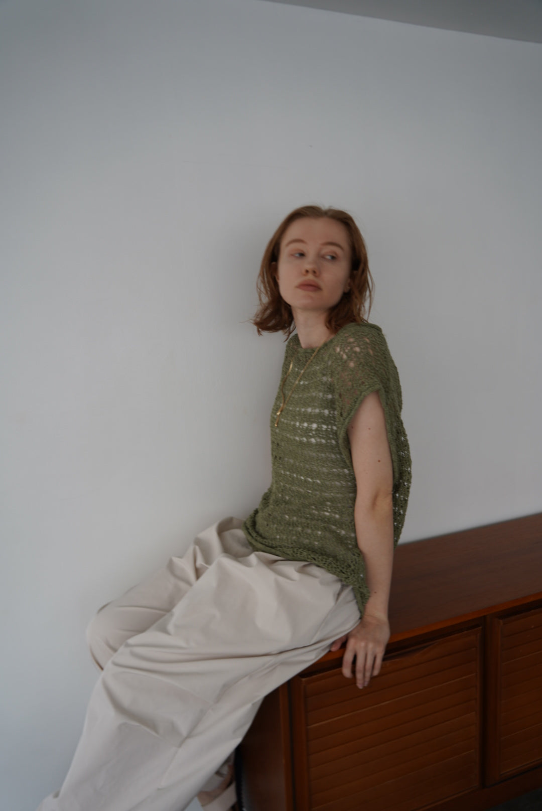 Openwork knit top