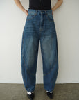 Curve balloon denim pants