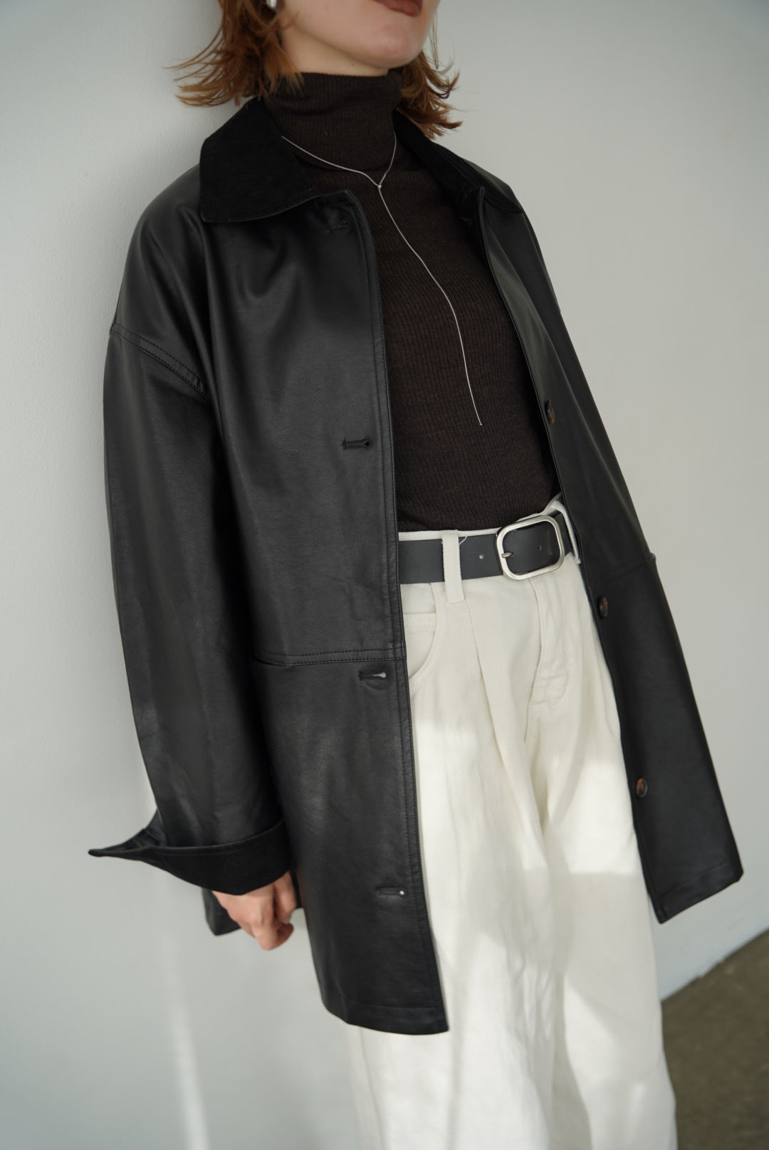 Collar corduroy leather JK