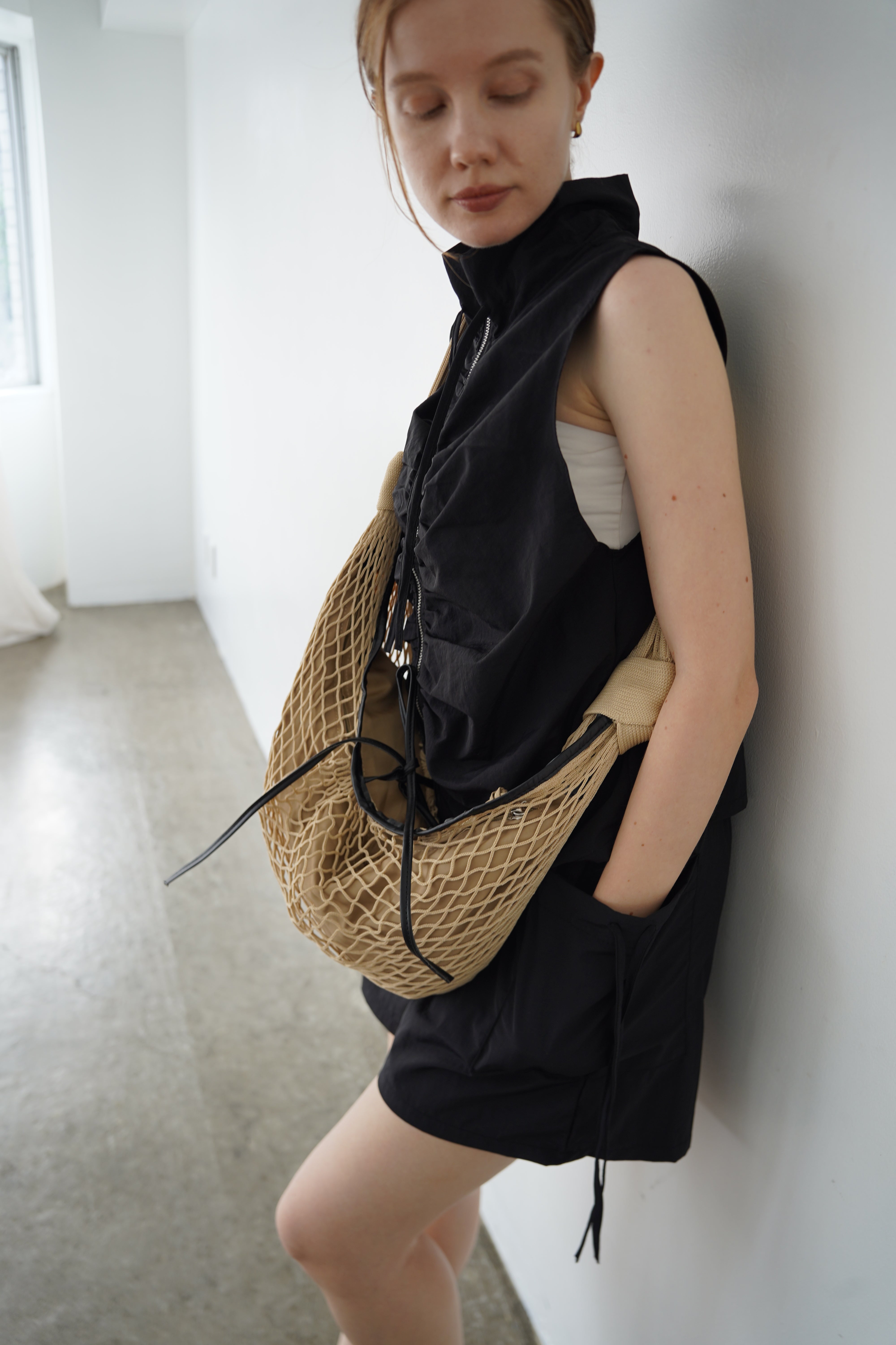 Zip gather half pants SETUP