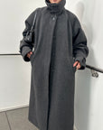 Fabric stand collar long coat