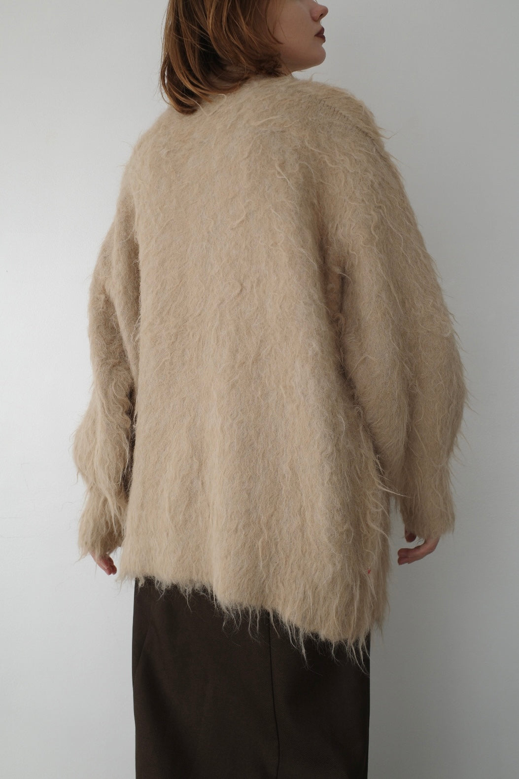 Shaggy mohair long cardigan