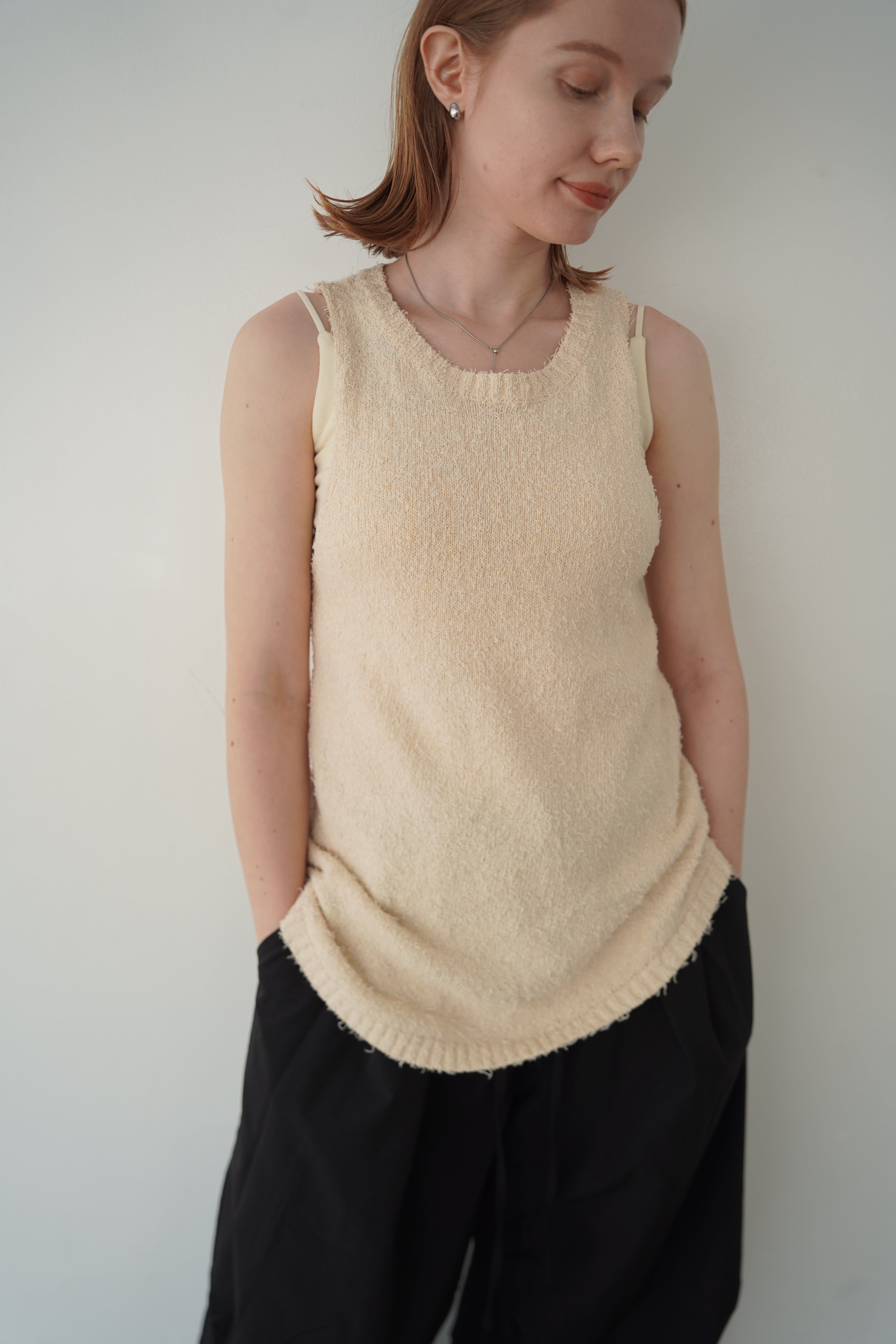 Back open knit tops