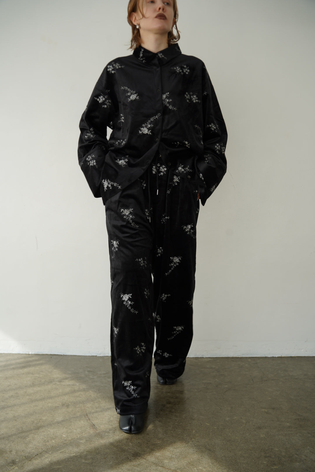 Velours flower pattern Pants