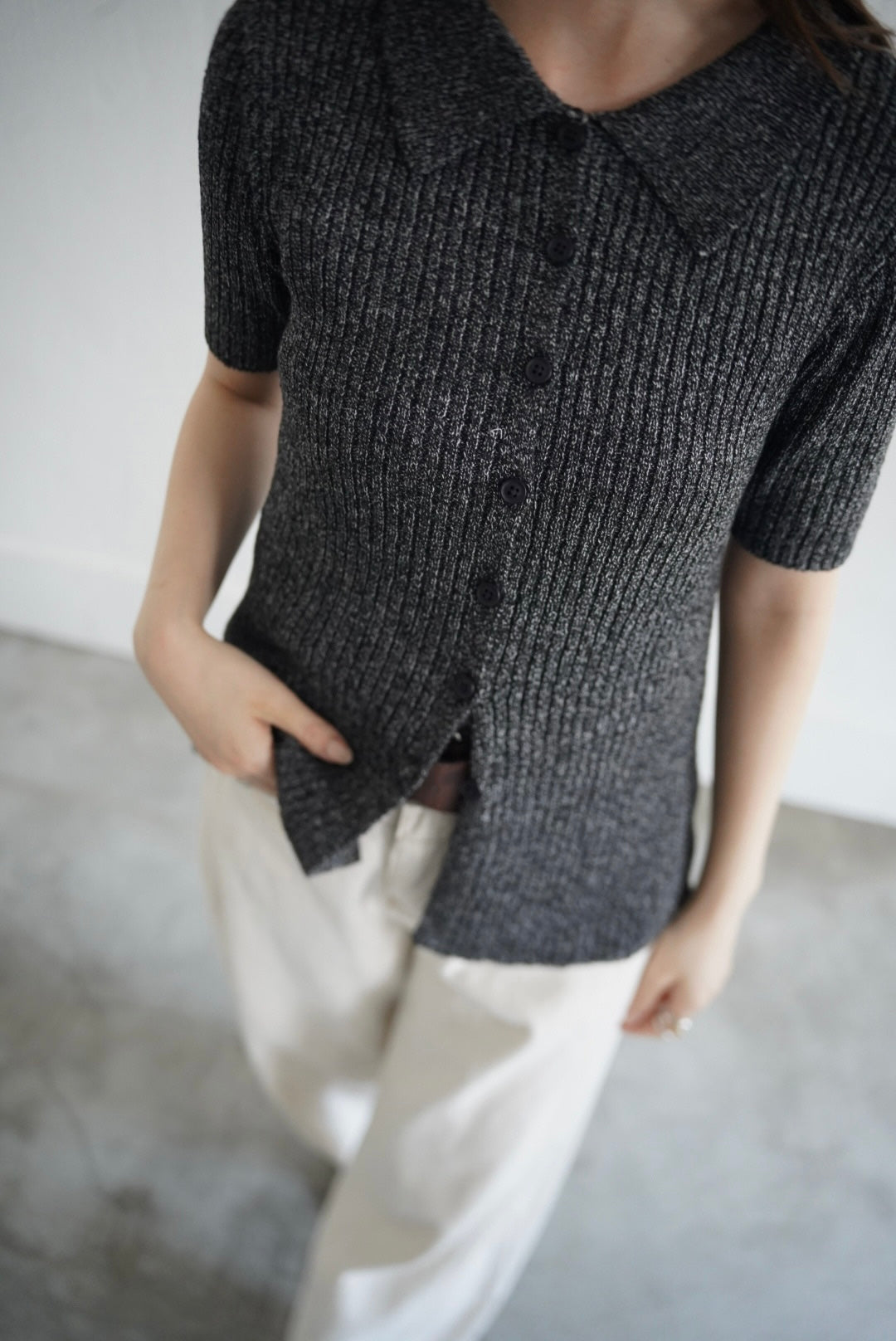 Bouclé knit polo