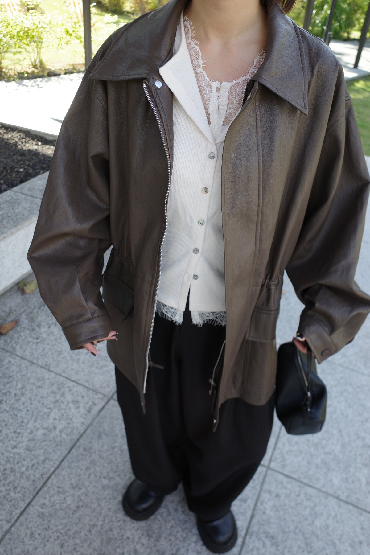 String leather jacket