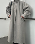 Fabric stand collar long coat