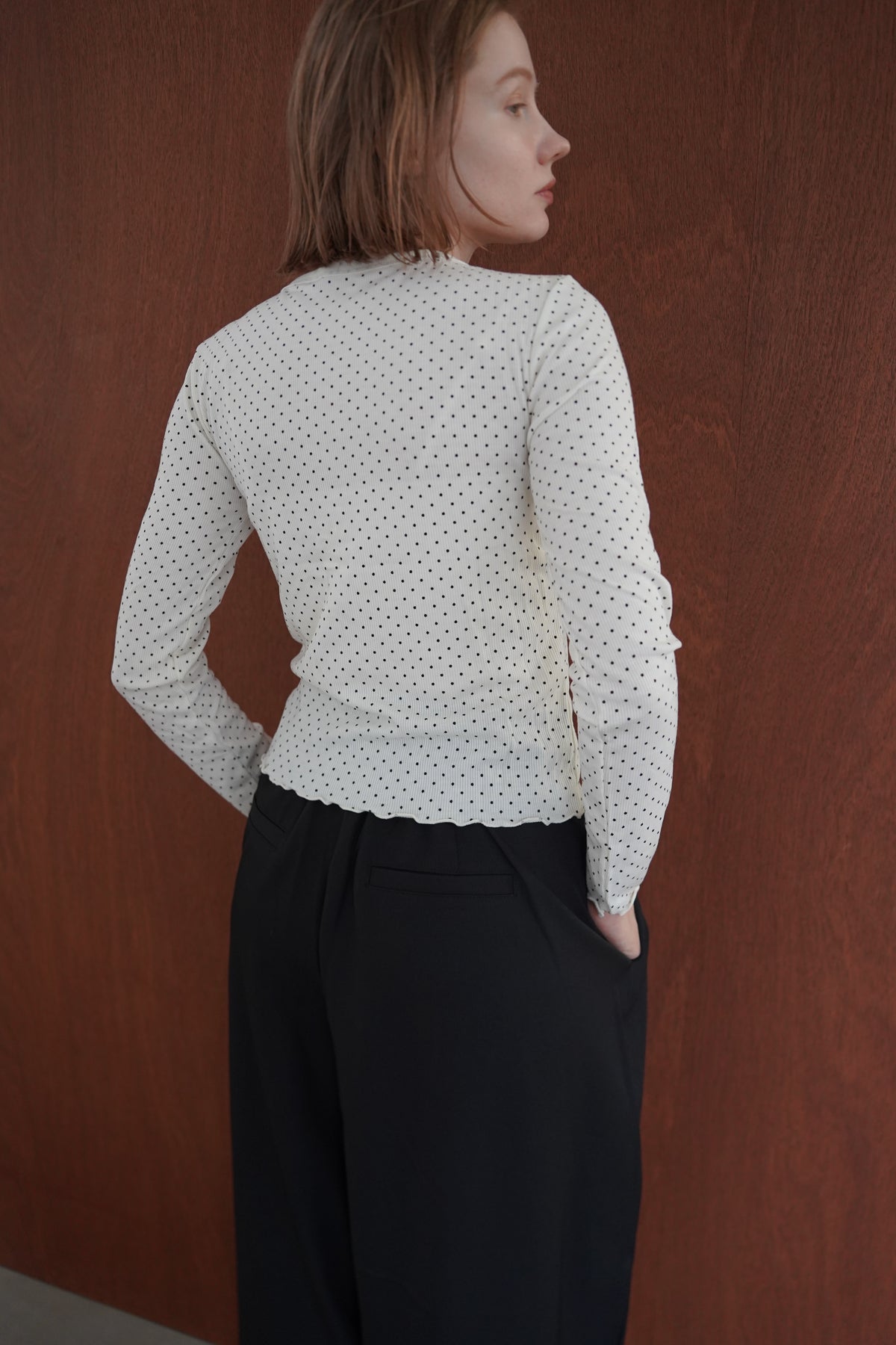 Dot frill cardigan