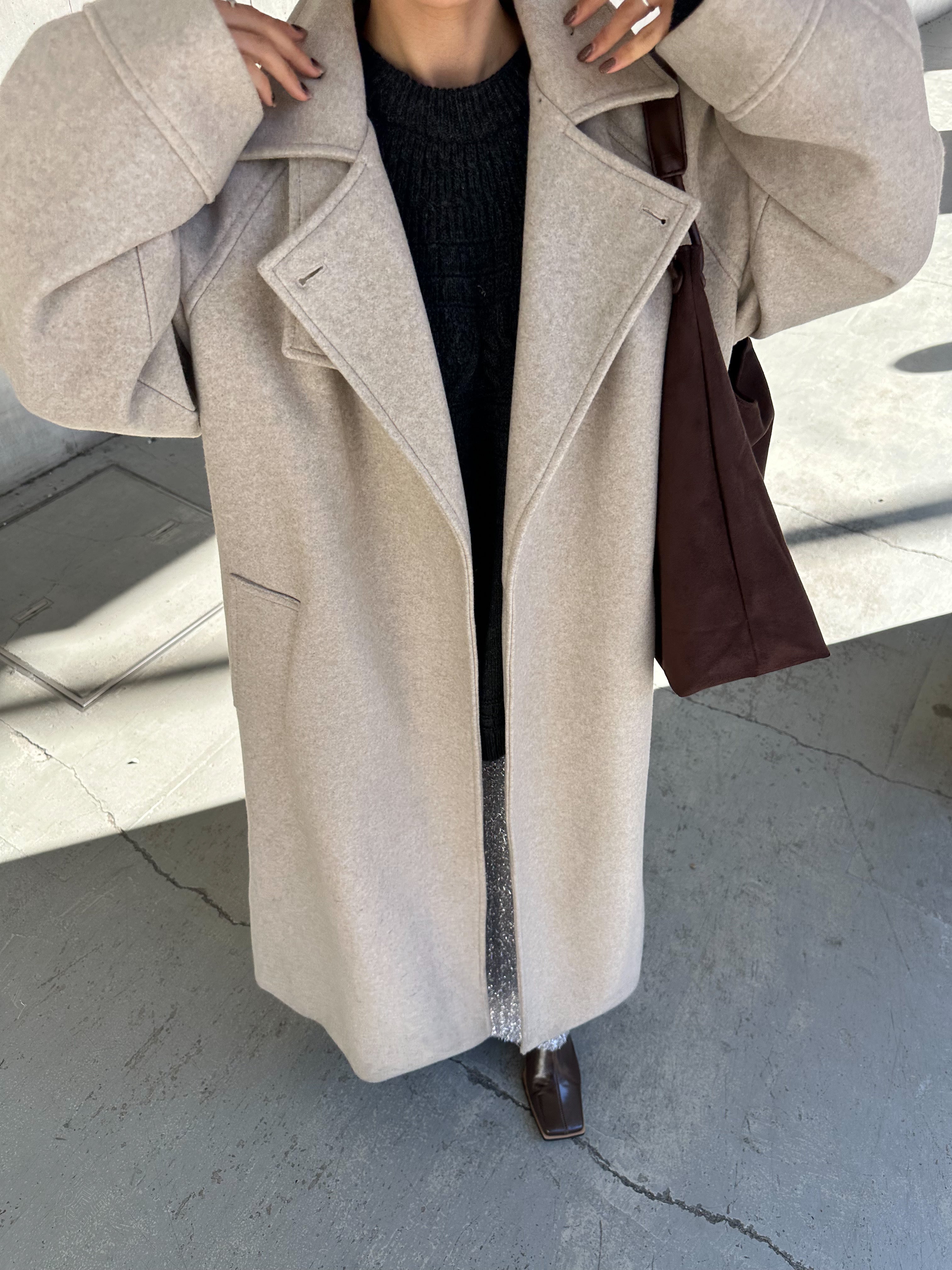 Stand neck Raglan sleeve long coat