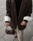 Bi-color cuffs leather jacket