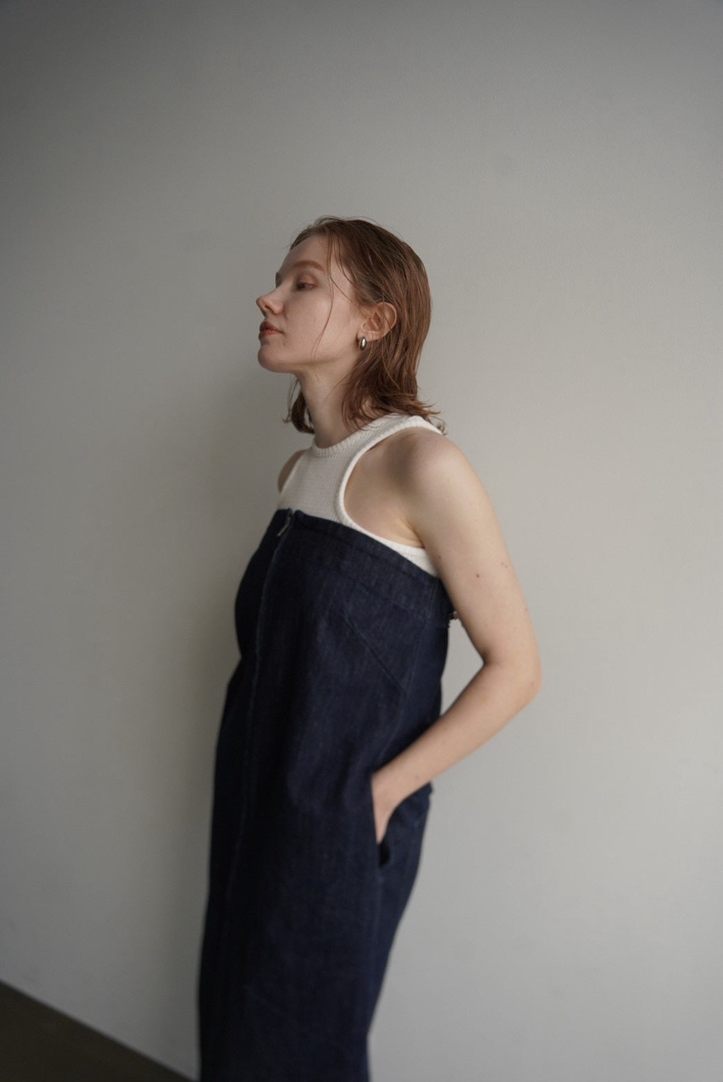 Denim bear zip one-piece – WELINOA