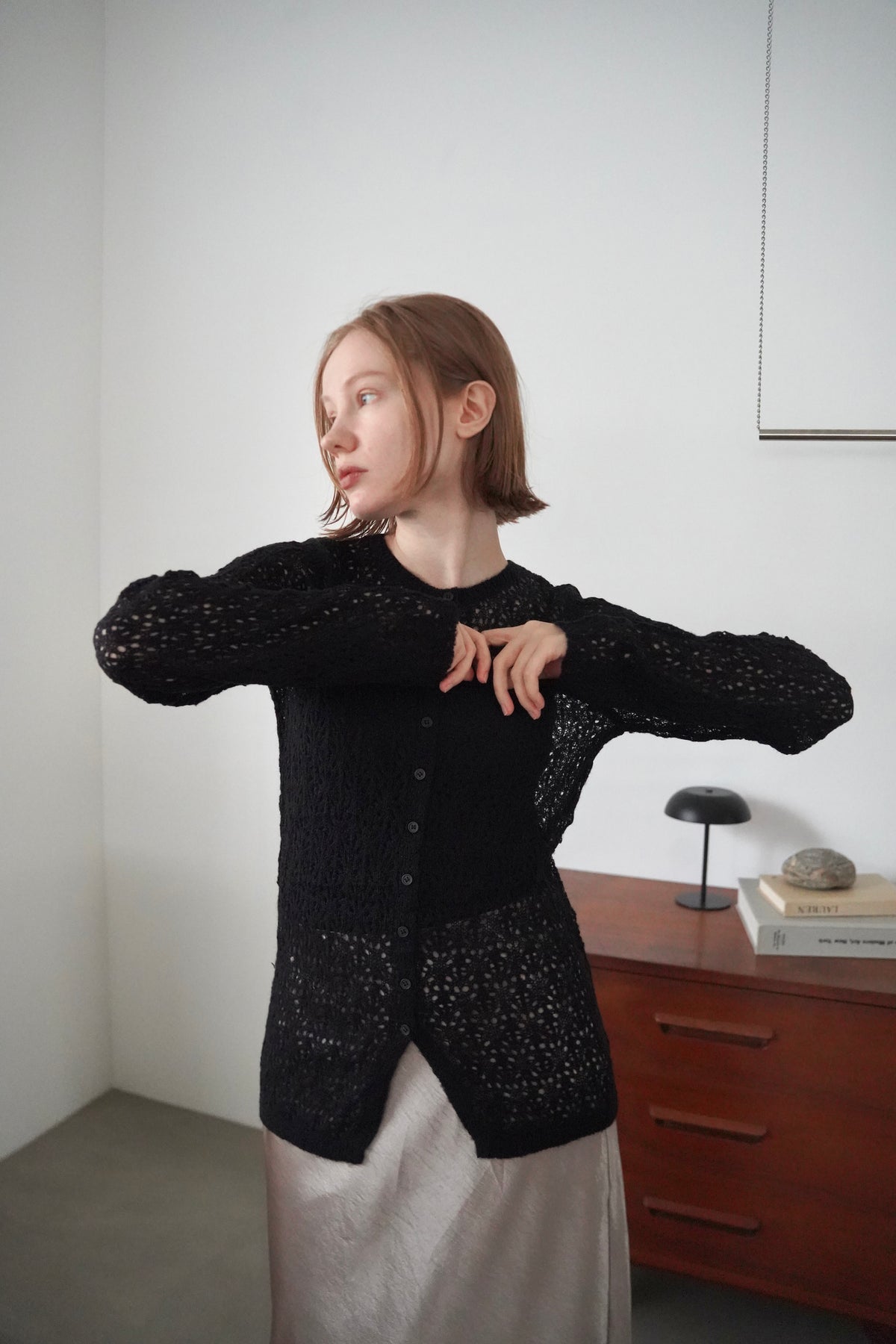 Mohair Touch Openwork Cardigan