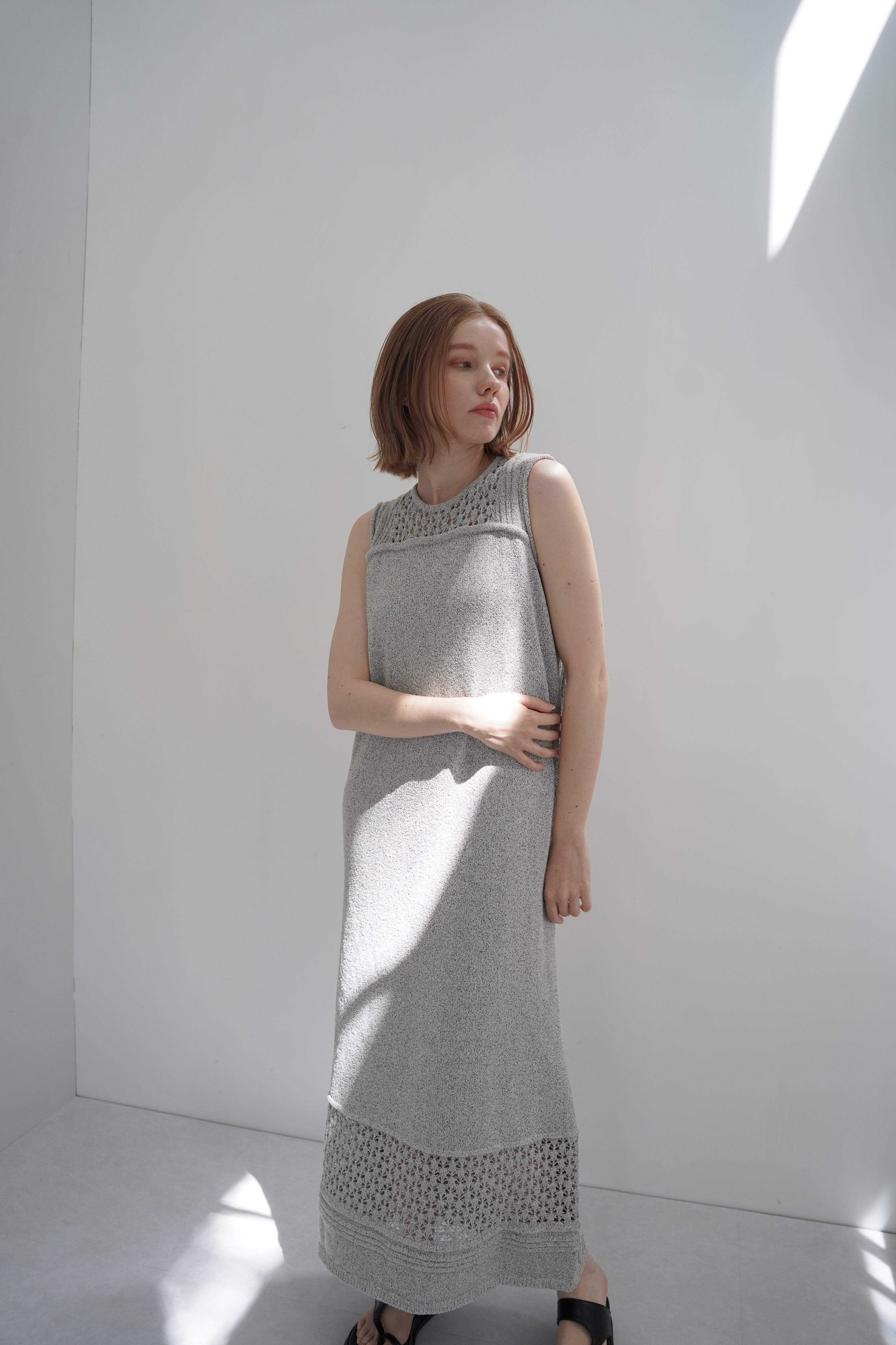Slab flannel knit one-piece