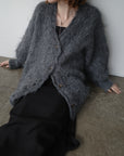 Shaggy mohair long cardigan