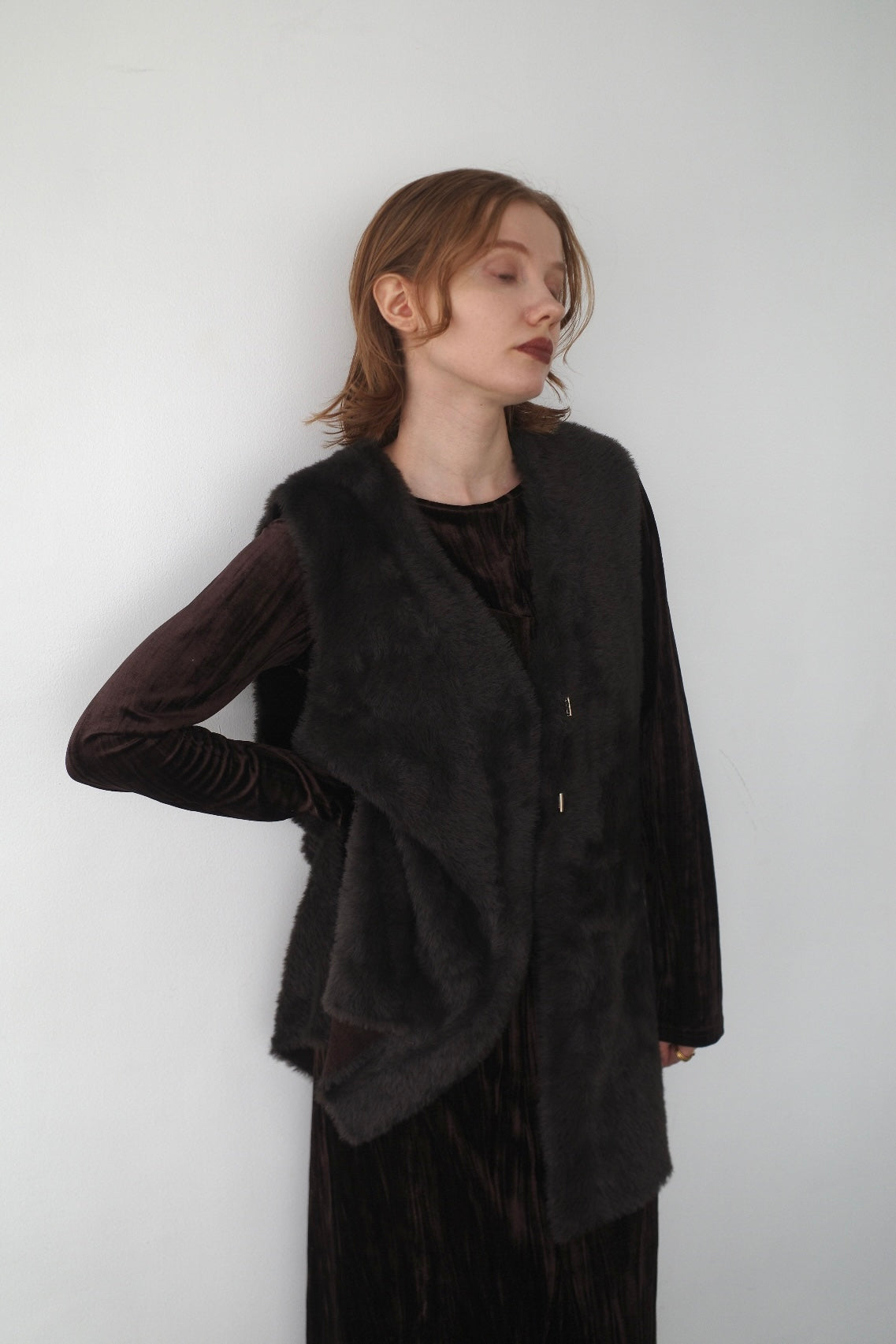 Double face shaggy gilet