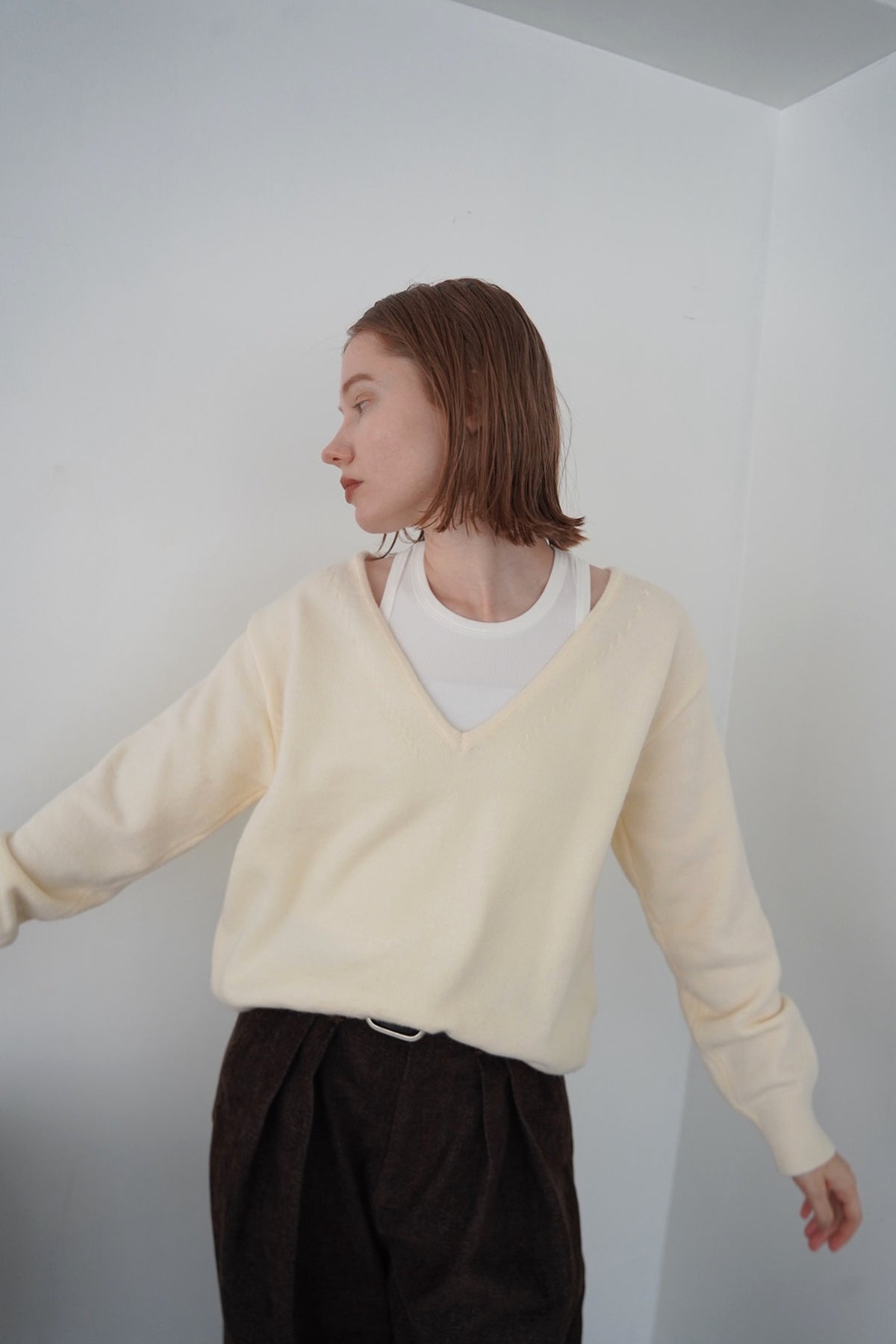 【予約販売】-10月下旬発送-Deep Vneck layered knit SET