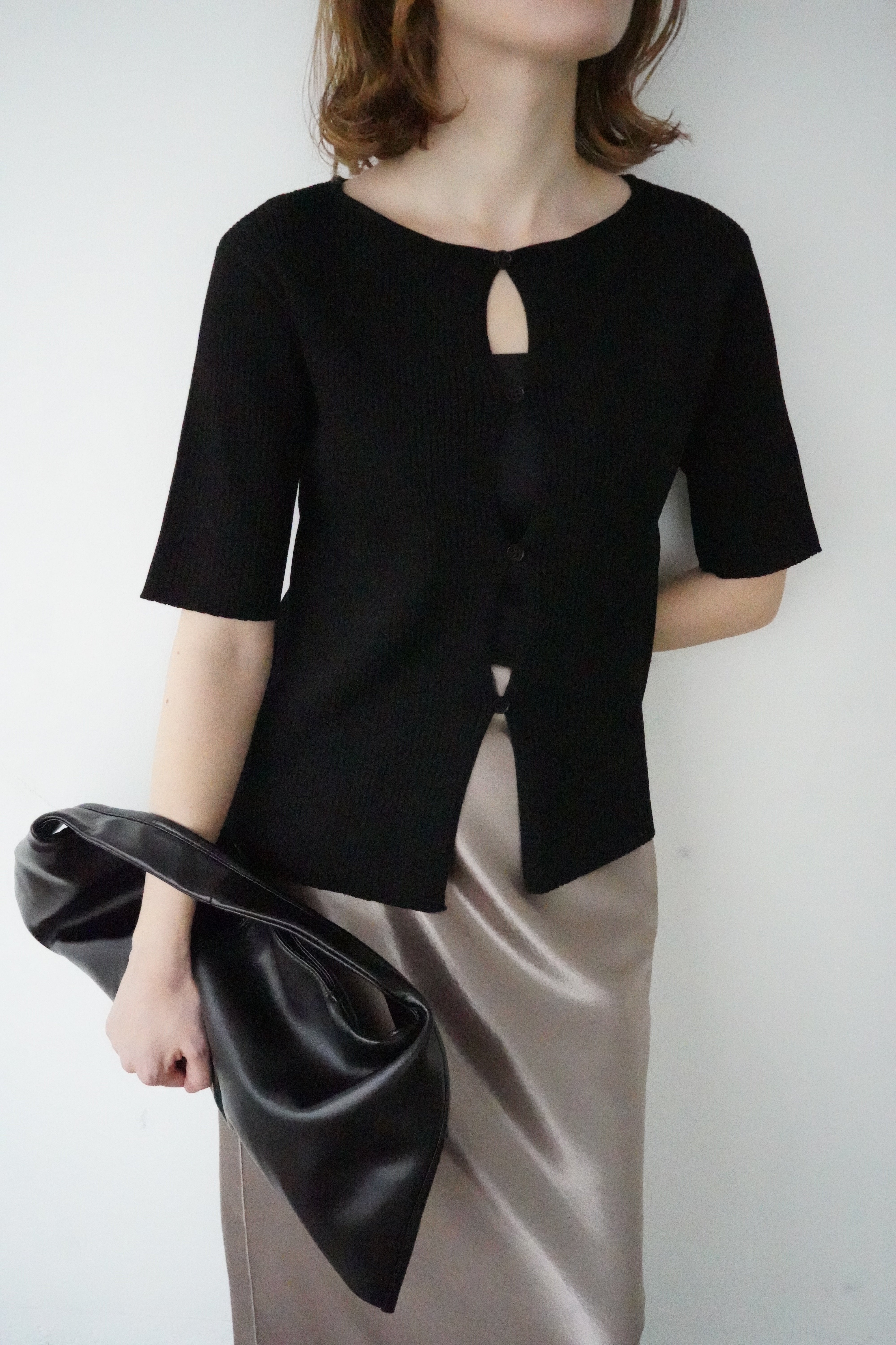 Front button half sleeve top