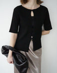 Front button half sleeve top