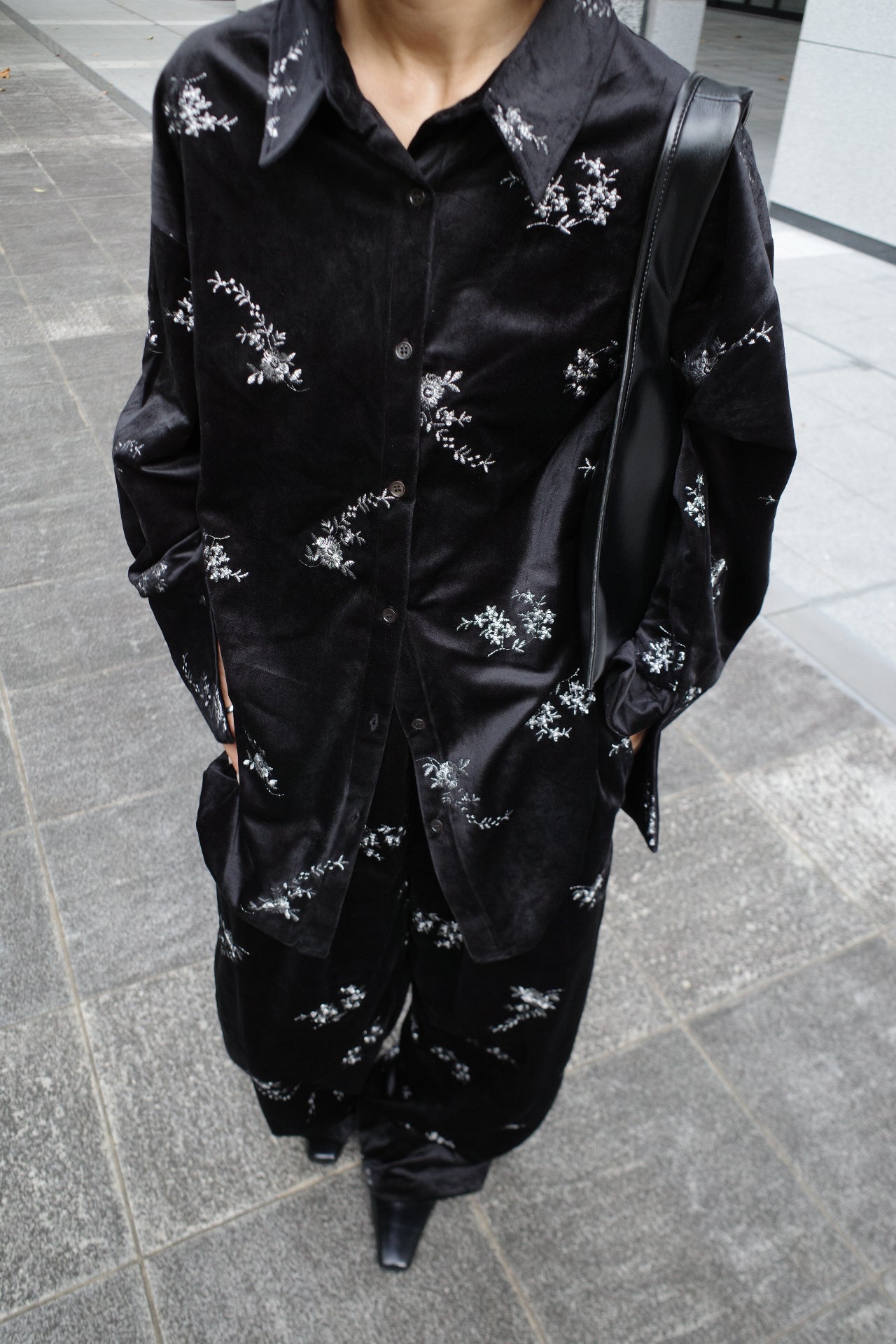 Velours flower pattern Pants