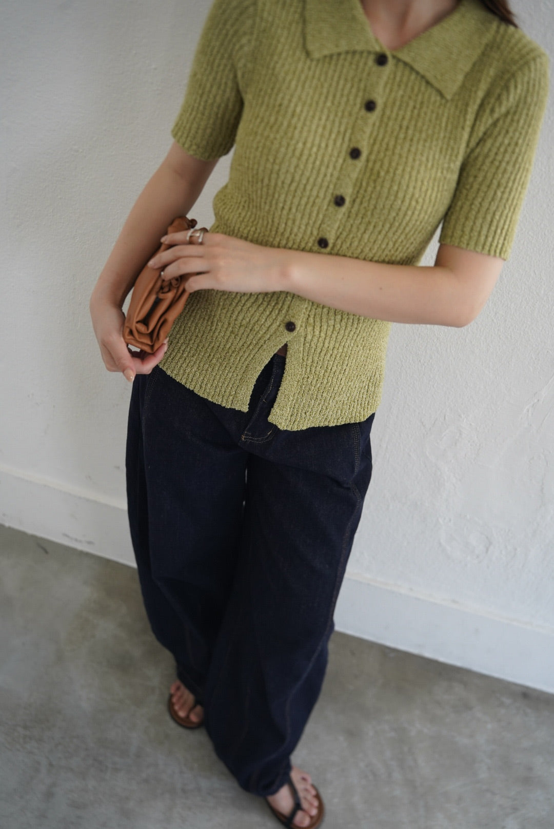 Bouclé knit polo