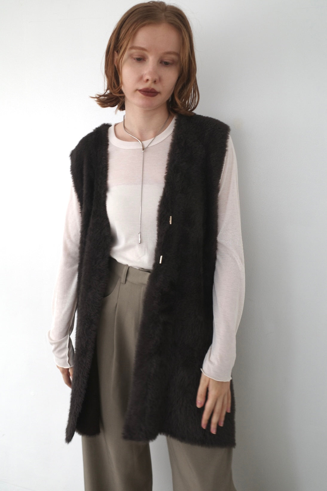 Double face shaggy gilet