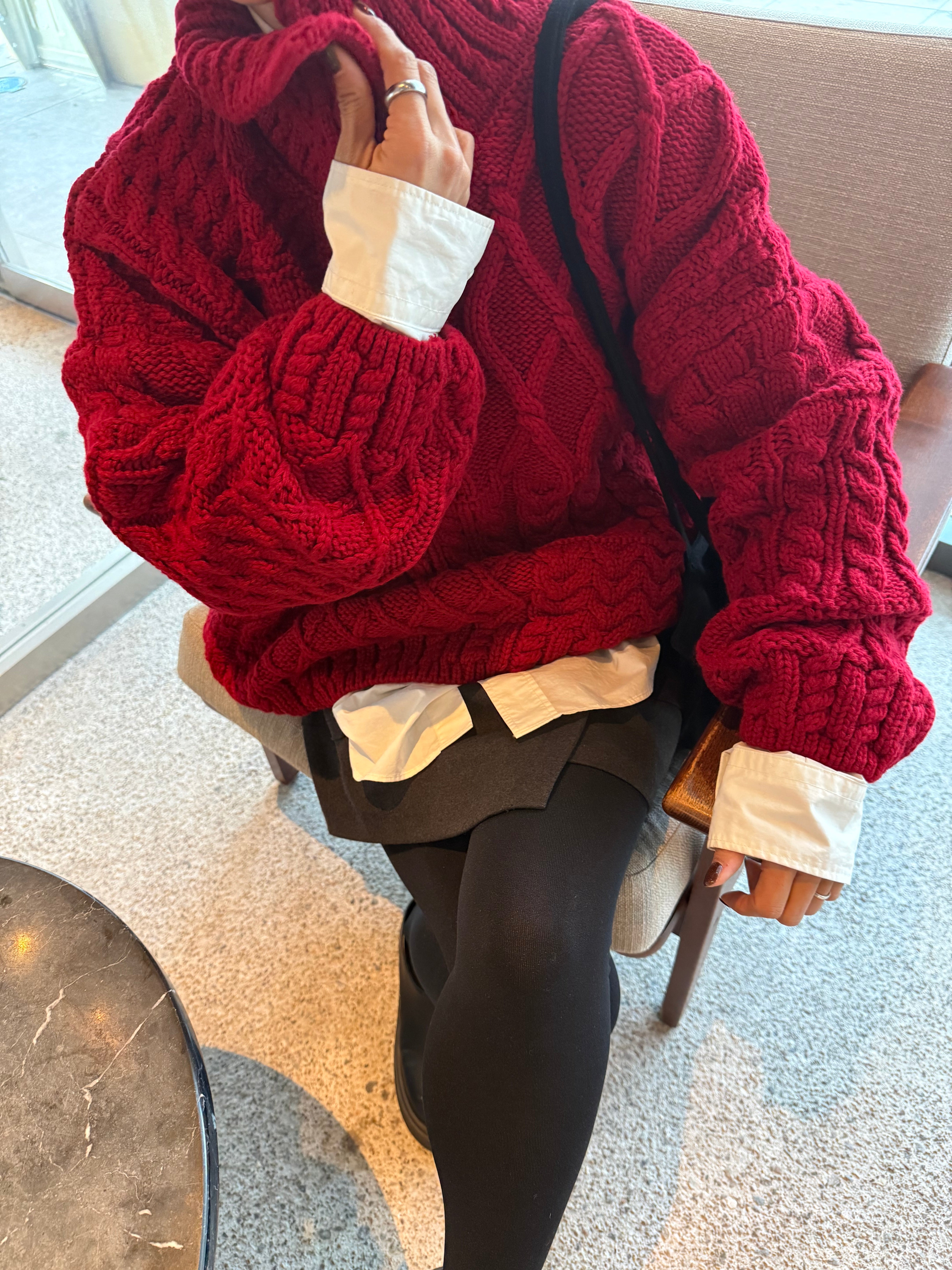 Asymmetric cable knit