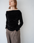 【予約販売】10月上旬-発送　Unbalance gather sier velours tops