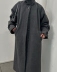 Fabric stand collar long coat