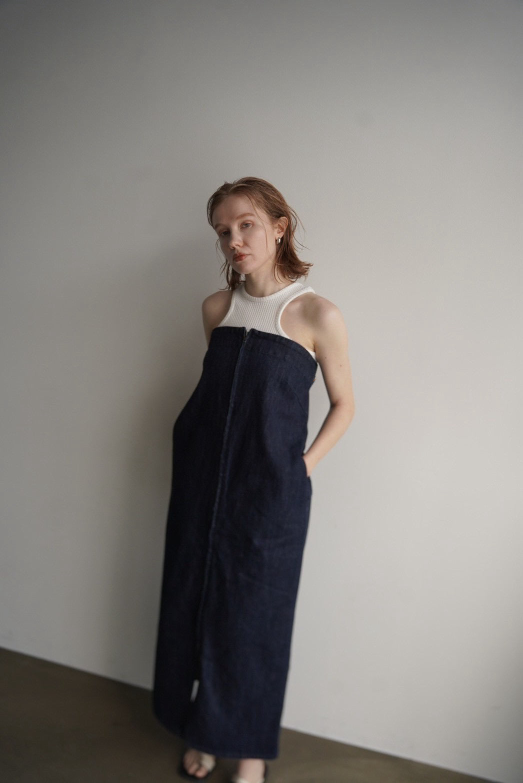Denim bear zip one-piece – WELINOA