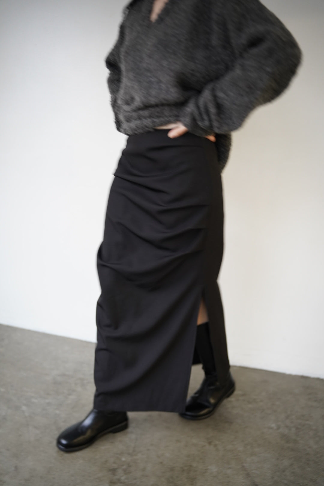 Tuck drape skirt