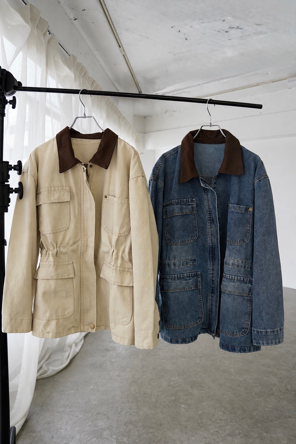 Corduroy Collar Two-Tone Jacket