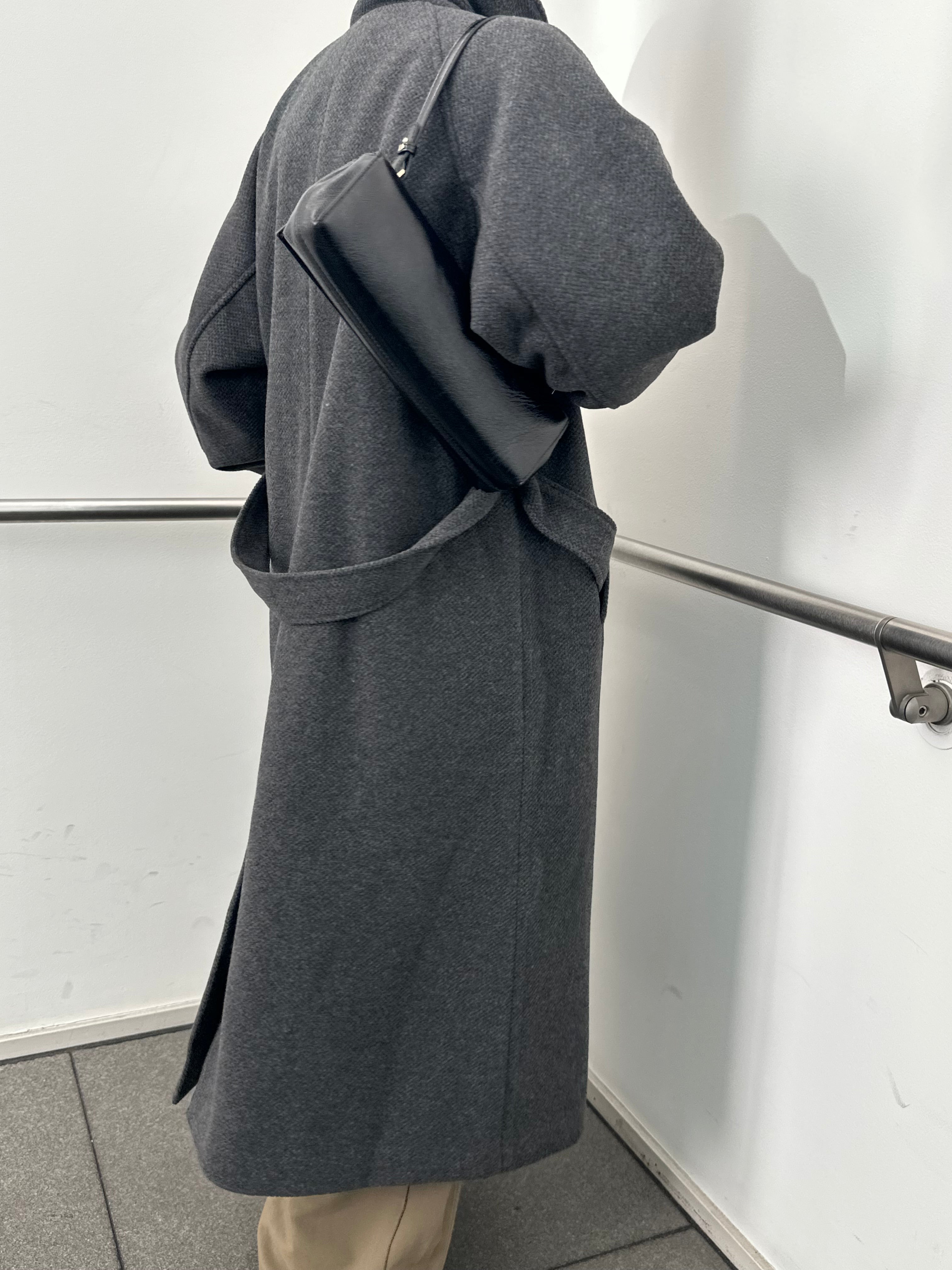 Fabric stand collar long coat