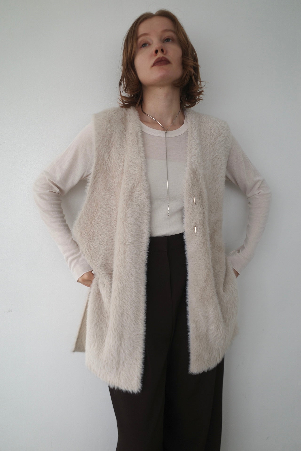Double face shaggy gilet
