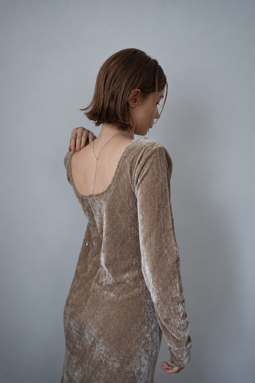 Velours back open one-piece