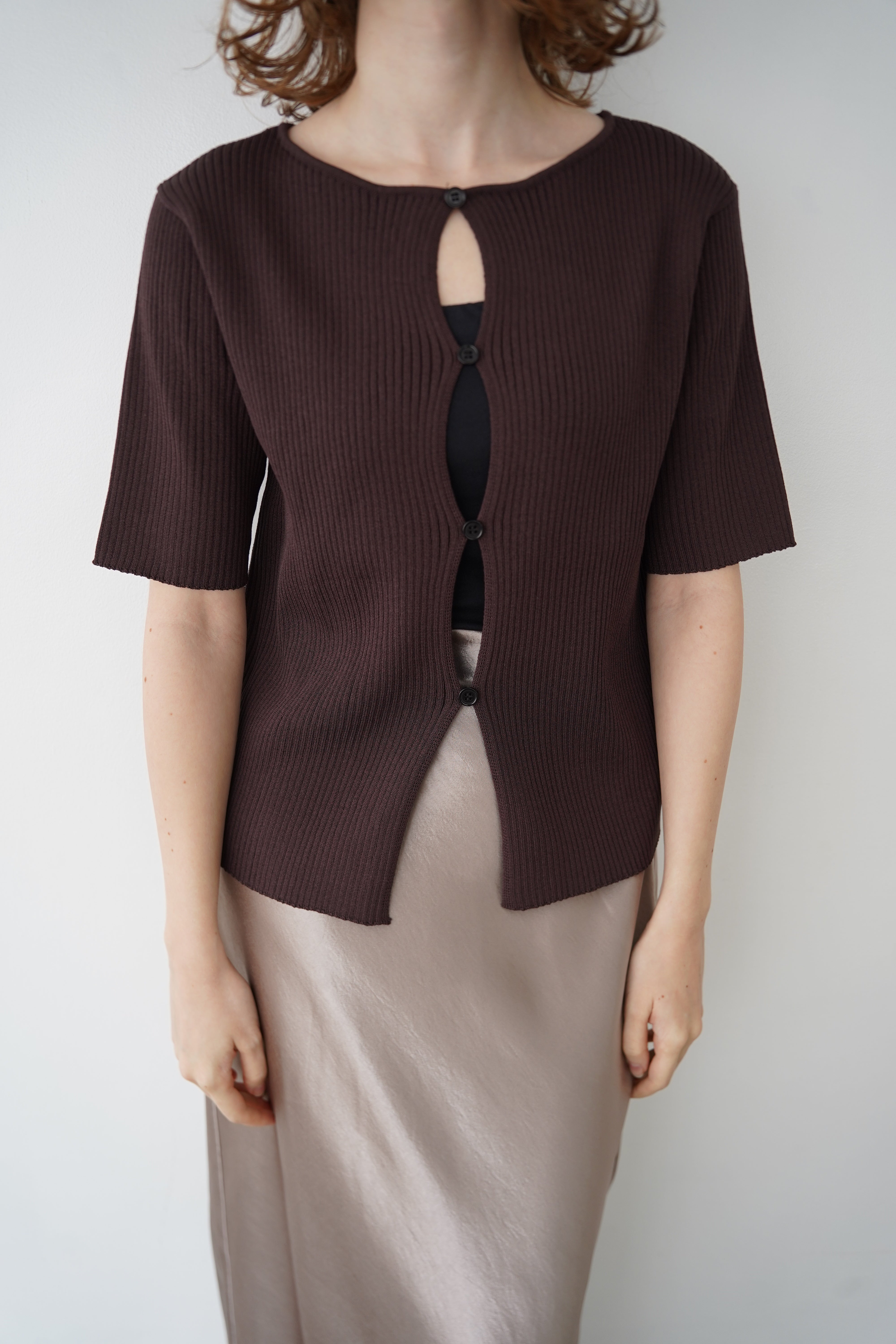 Front button half sleeve top