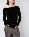 【予約販売】10月上旬-発送　Unbalance gather sier velours tops