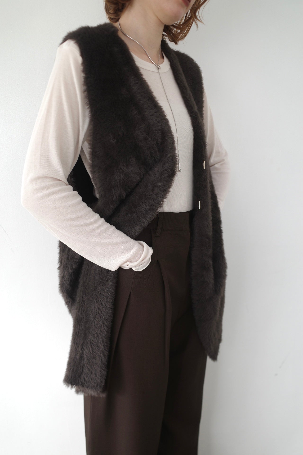 Double face shaggy gilet