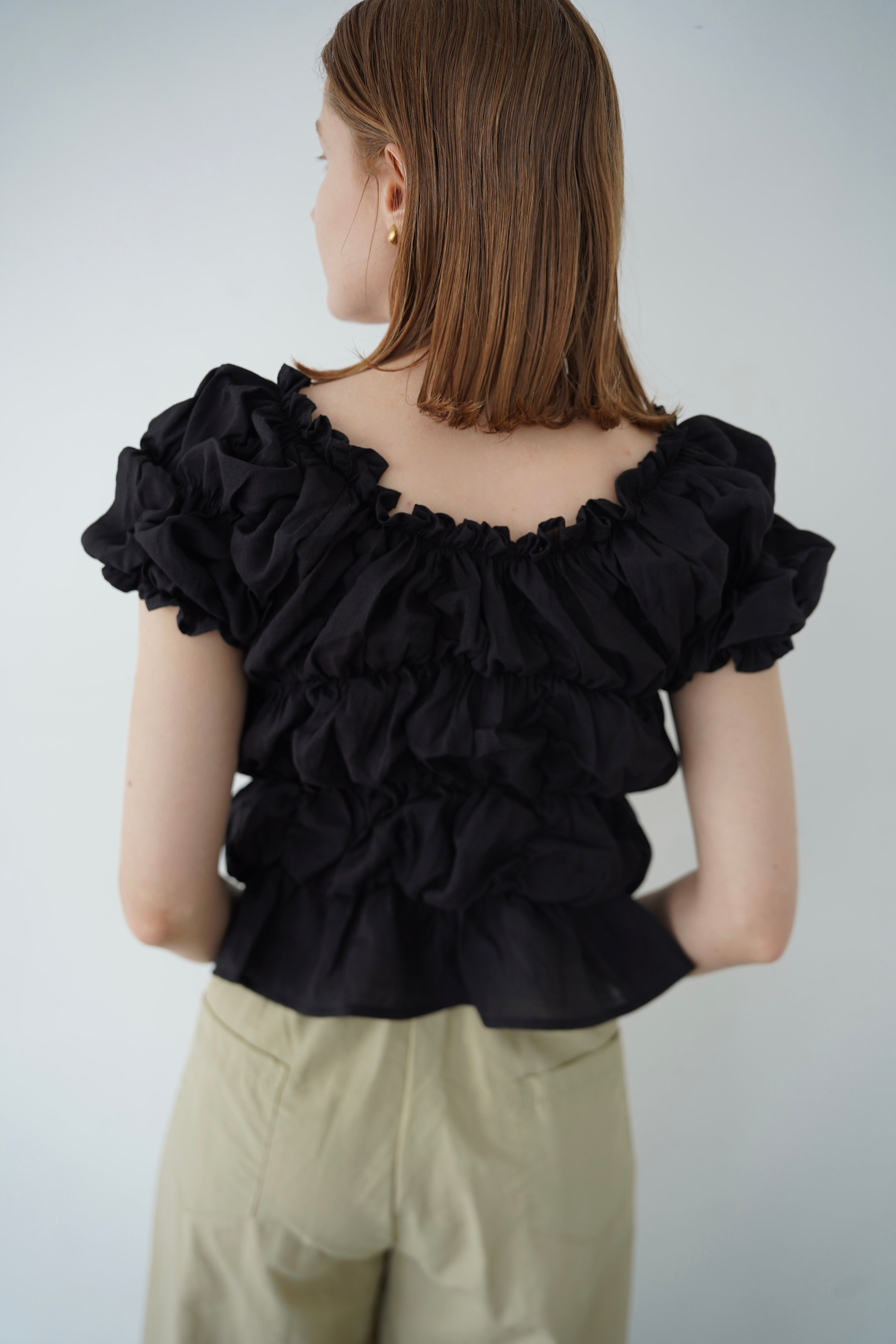 Shirring  puff volume tops