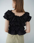 Shirring  puff volume tops
