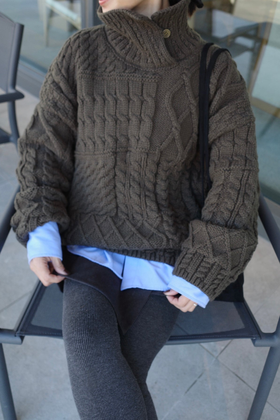 Asymmetric cable knit